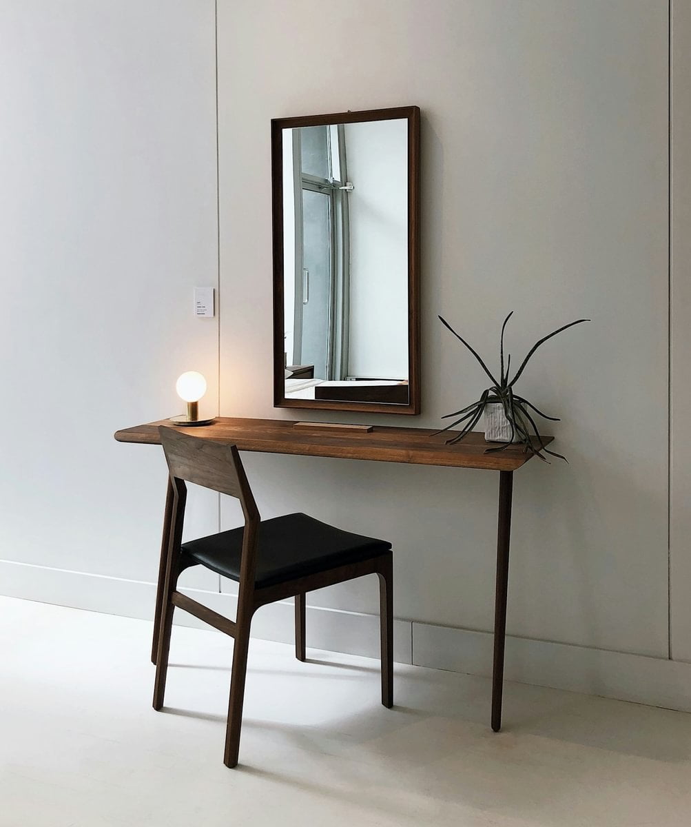 Minimal dressing table with a mirror and chair