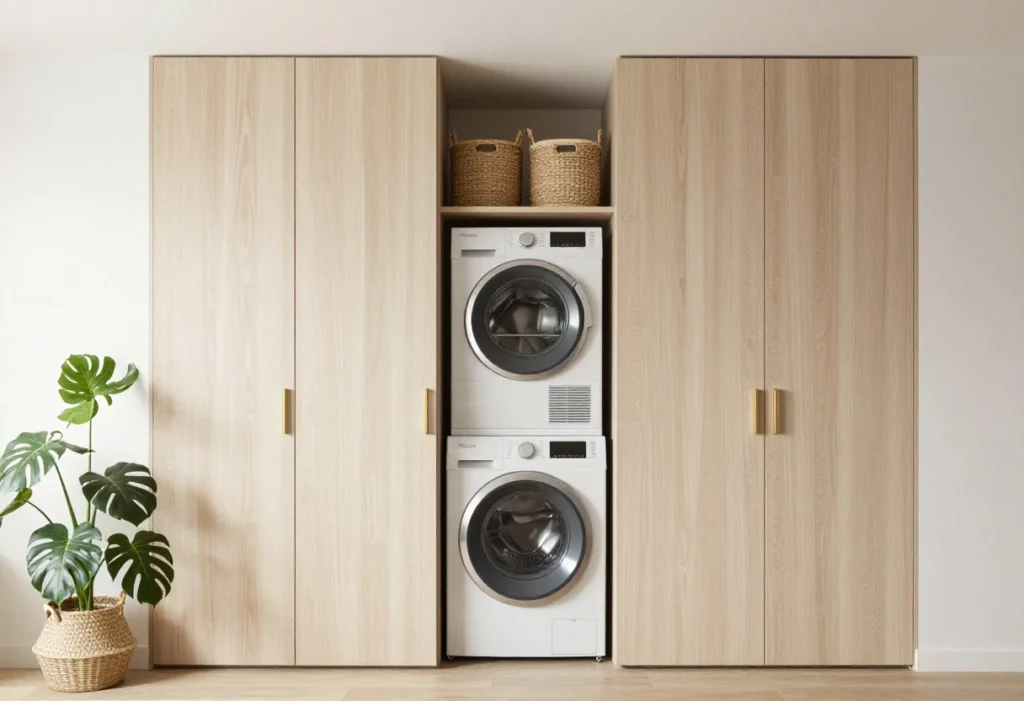 Featured image for: 6 Aesthetic Laundry Corner Ideas for Apartments (Hidden + Stylish)