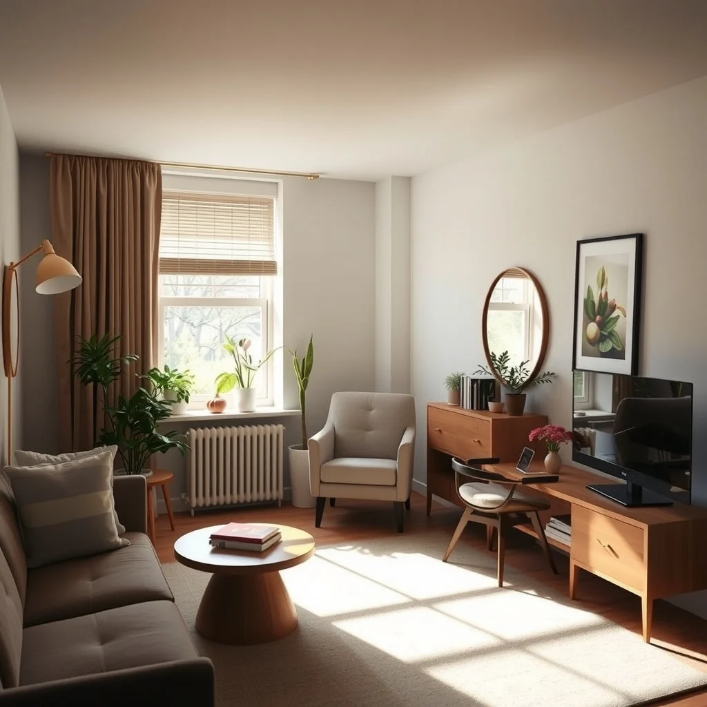 Apartment Lighting Ideas for Rooms With North-Facing Windows: 5. Use Mirrors Strategically to Multiply Natural Light - A well‑placed mirror can turn a modest north‑lit room into a bright, open area. Position a medium‑sized mirror on a wall perpendicular to the window so that it reflects the incoming light across the room