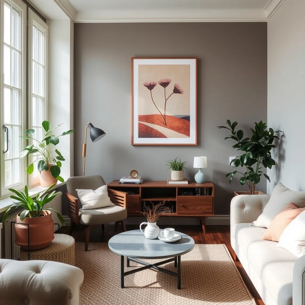 Apartment Lighting Ideas for Rooms With North-Facing Windows: 6. Choose Color Palettes and Textures That Enhance Cool Daylight - Cool daylight pairs nicely with warm neutrals such as soft greige, muted terracotta, or a gentle olive. These hues absorb just enough light to prevent the room from feeling washed out, while still maintaining a