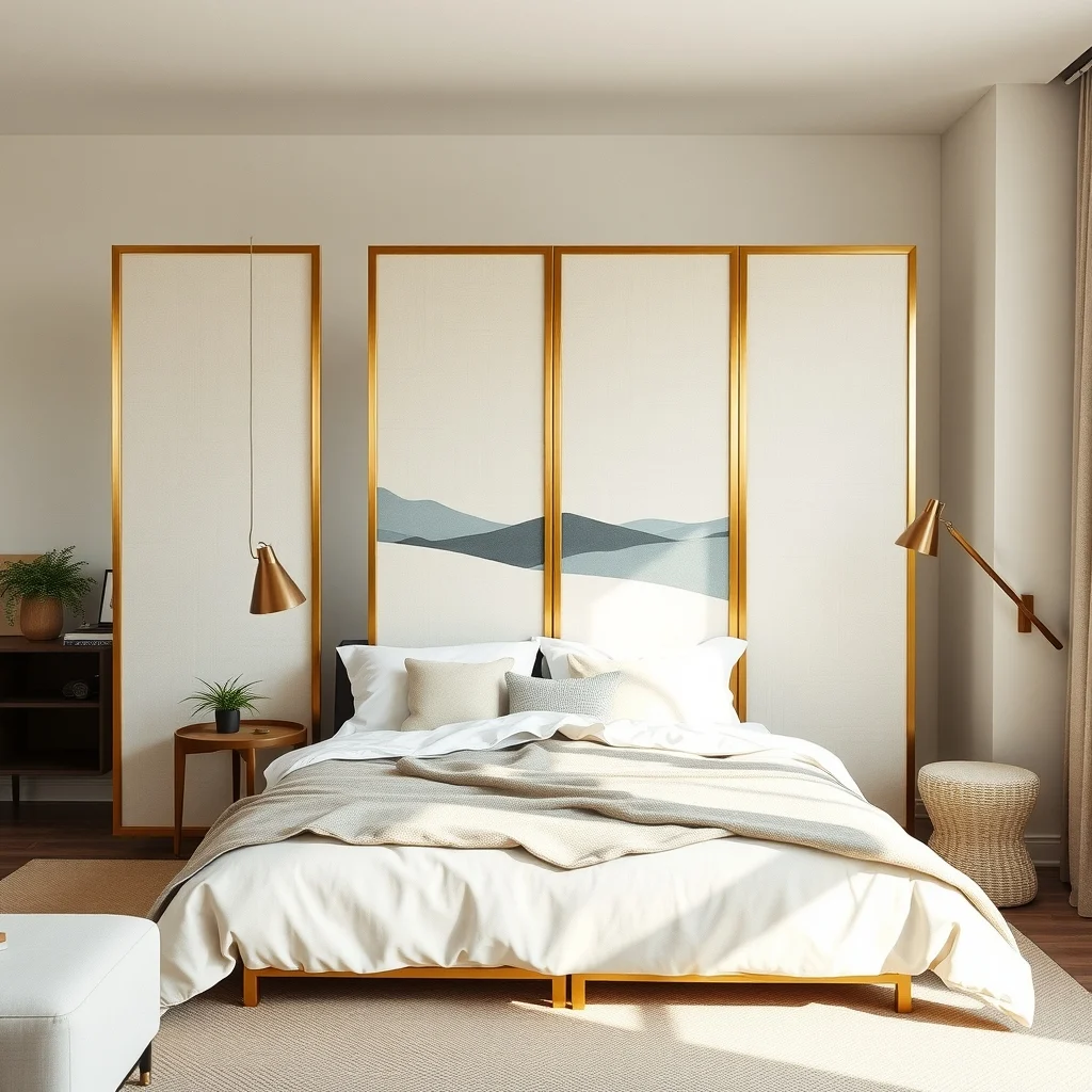 Apartment Upgrades That Look Permanent but Can Be Removed Later: 2. Freestanding Room Dividers - A freestanding divider made from brushed brass frames and frosted linen panels can turn an open‑plan studio into a cozy bedroom without any construction. The visual break adds privacy while the slim profile lets light