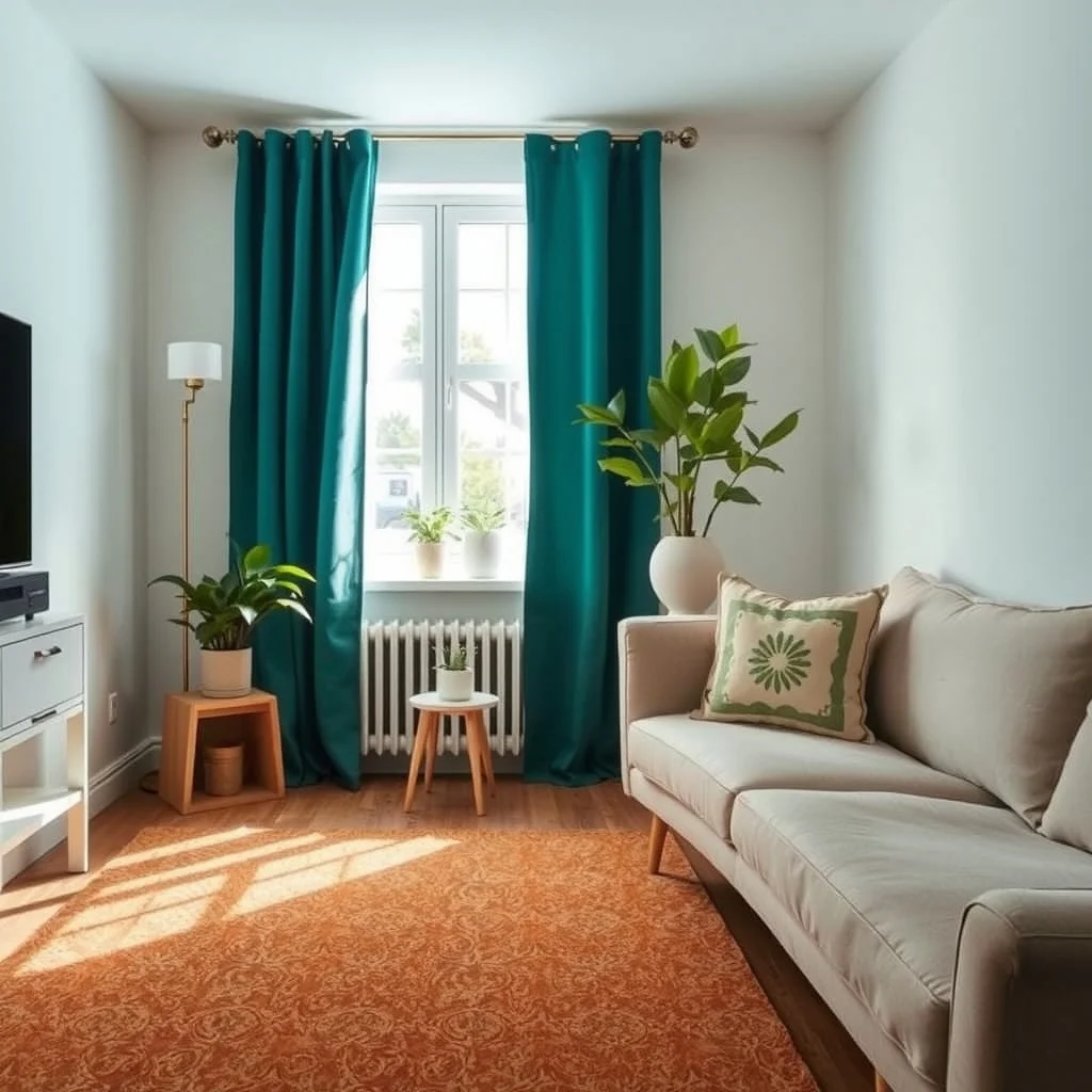 Apartment Upgrades That Look Permanent but Can Be Removed Later: 4. Tension‑Rod Curtain Systems - Replacing a built‑in window treatment with a tension‑rod system gives you the freedom to experiment with fabrics without drilling holes. A brushed‑nickel rod holds a linen curtain in a deep teal that adds richness to