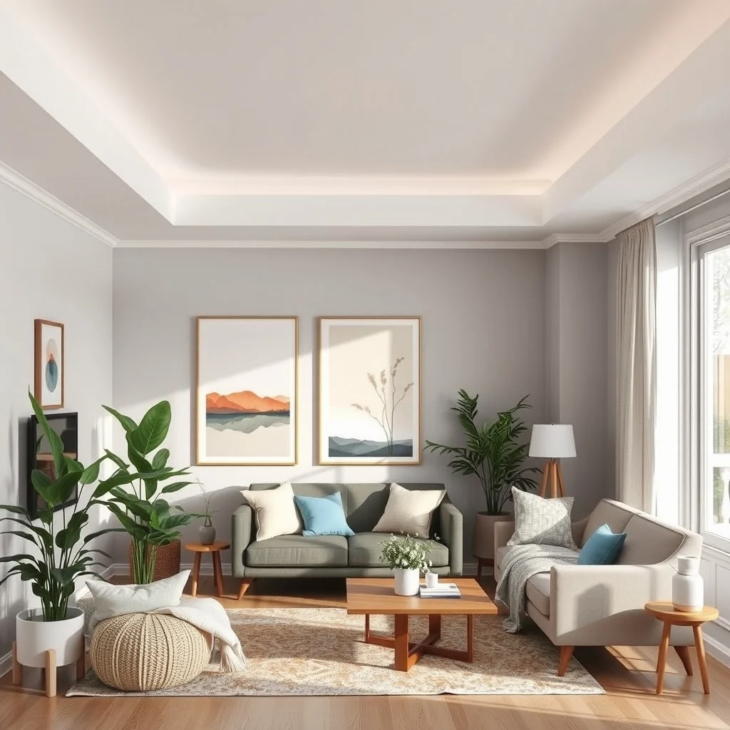 Cozy vignette featuring dimmable recessed ceiling