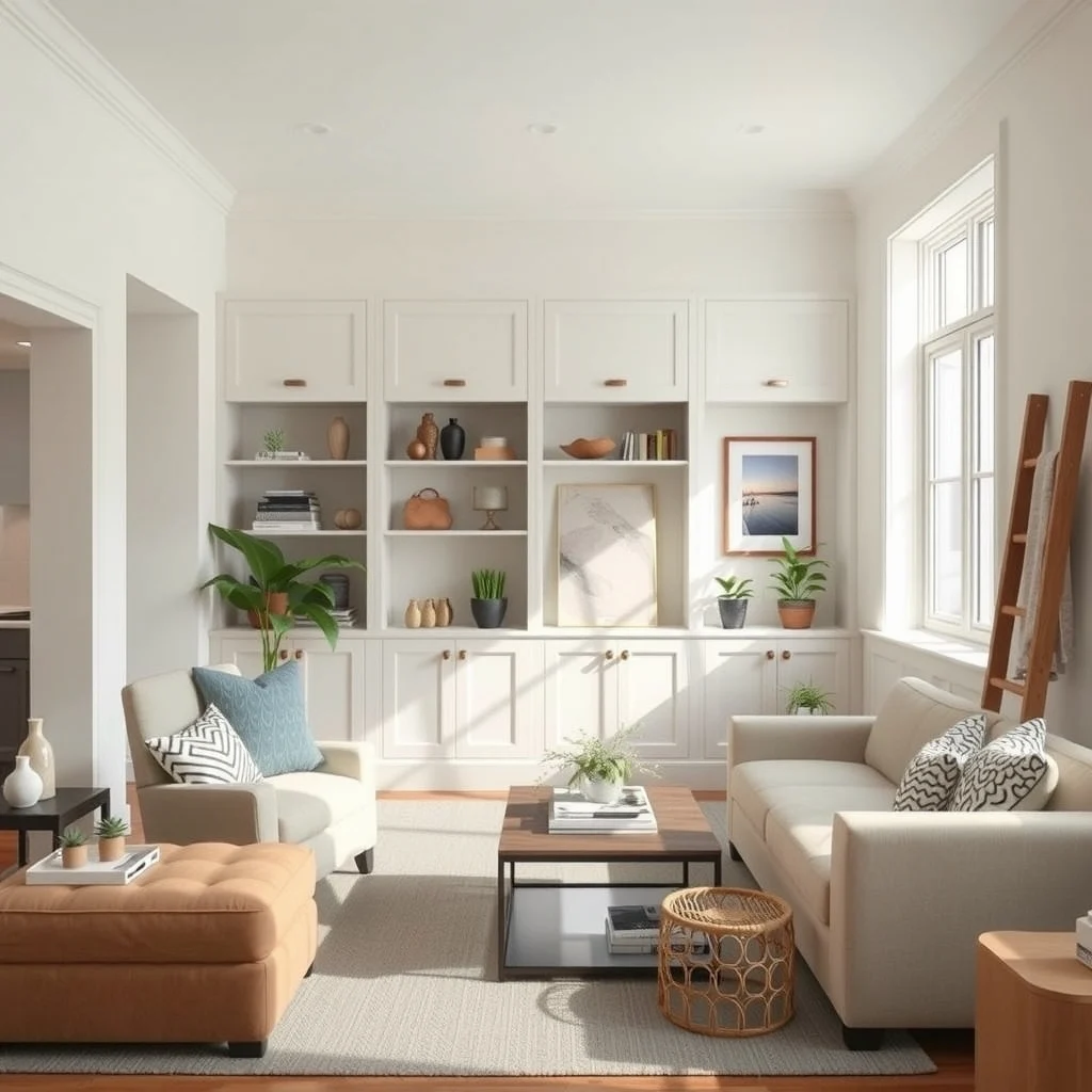 Hidden Storage Ideas for a Living Room With No Built-In Cabinets interior: Final Thoughts - When built‑in cabinets are absent, the room’s personality can still shine through thoughtful storage solutions. By selecting pieces that double as décor—such as an ottoman, a lift‑top table, or a leaning ladder—you keep the visual