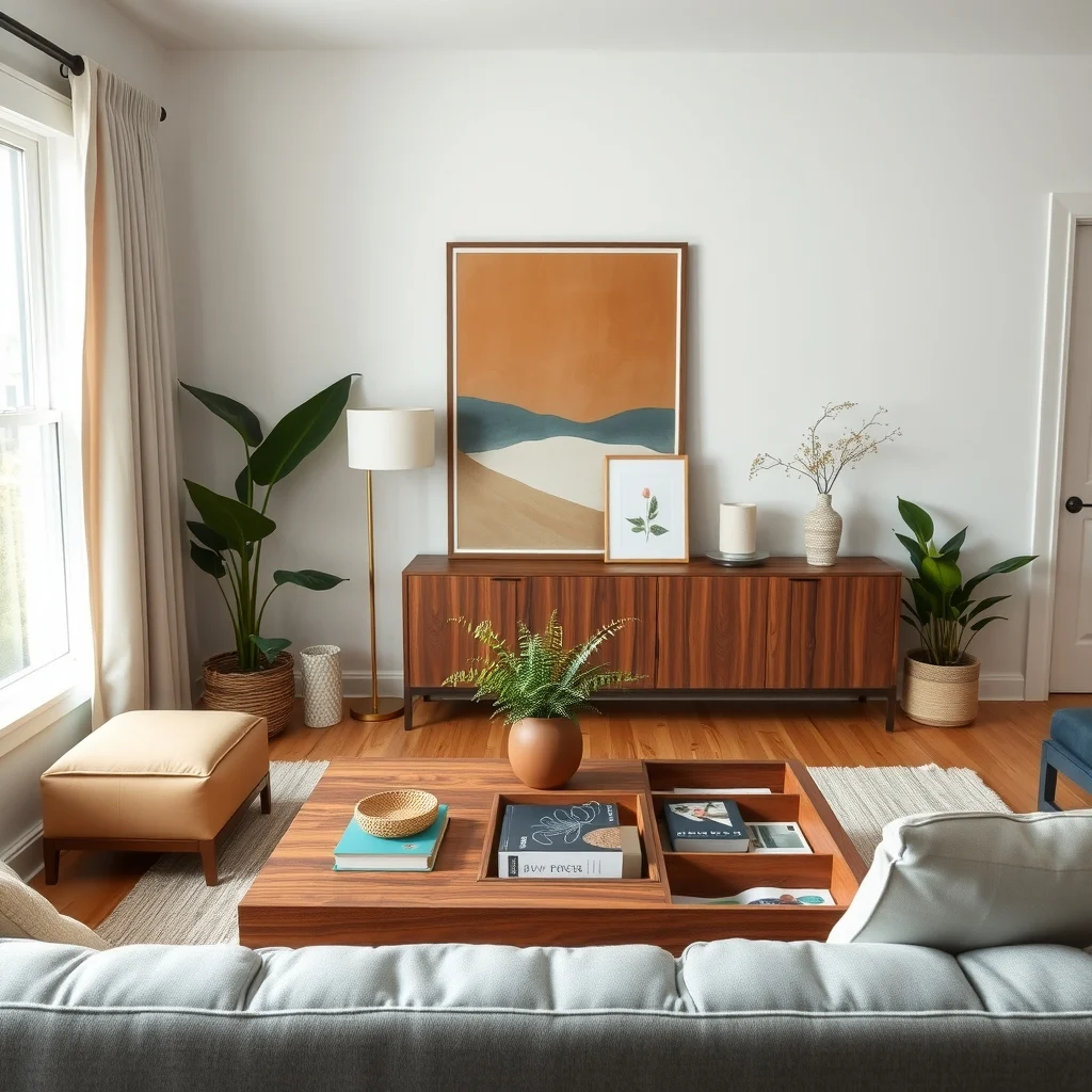 How to Create a Discreet Storage Area for Everyday Household Essentials interior: 7. Choose a Multi‑Functional Coffee Table with Hidden Drawers - A coffee table that incorporates hidden drawers offers a central gathering spot and a place to stash magazines, coasters, and a spare set of keys. Opt for a table with a solid walnut top and