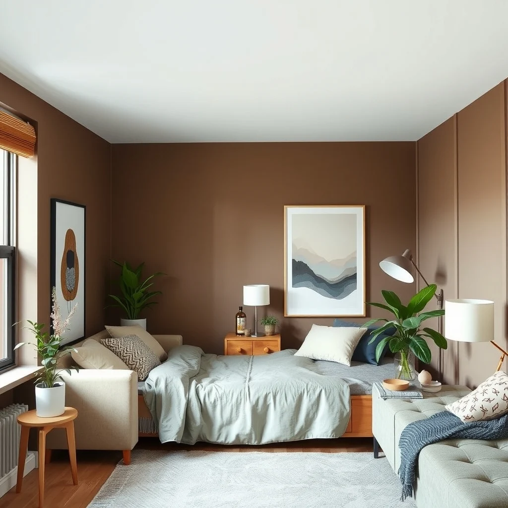 How to Create a Guest Sleeping Space in a Studio Apartment interior: 6. Light the Area with Adjustable Fixtures - Good lighting transforms a sleeping nook from a functional spot to a welcoming retreat. Overhead recessed lighting provides even illumination for everyday activities, but adding a floor lamp or a table lamp near the headboard