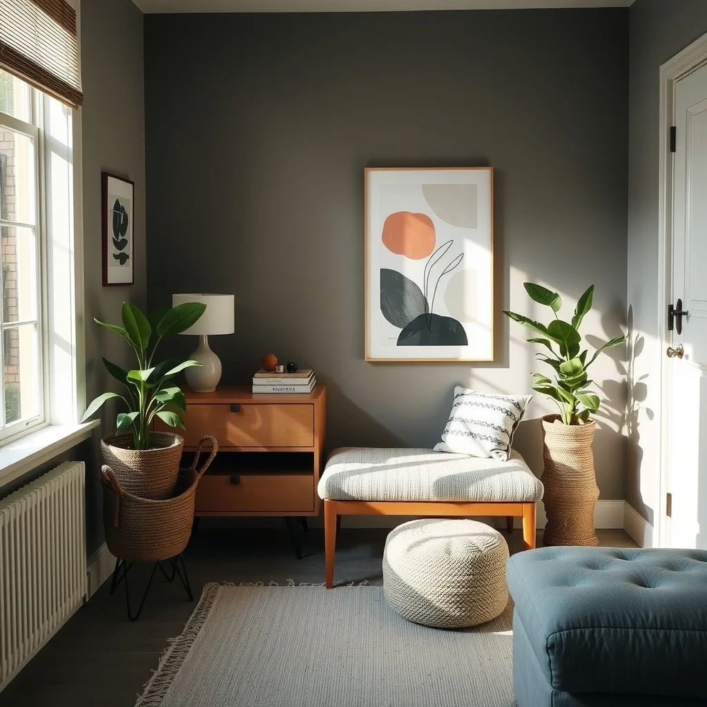 How to Create a Private Dressing Area in a Studio Apartment interior: 6. Add seating and soft textures for comfort - Standing for minutes while trying on shoes can be tiring, so a modest bench or upholstered pouf offers a place to sit and slip into footwear. Choose a seat with that lift it off