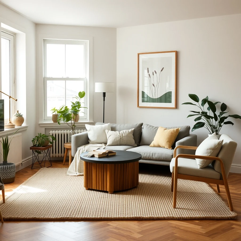 How to Create a Welcoming Living Area in a Tiny Apartment interior: 6. Select Soft Textiles That Invite Relaxation - A living area should feel like a place you can unwind, and textiles play a central role in that sensation. A plush area rug in a low‑pile weave adds warmth underfoot and defines the seating