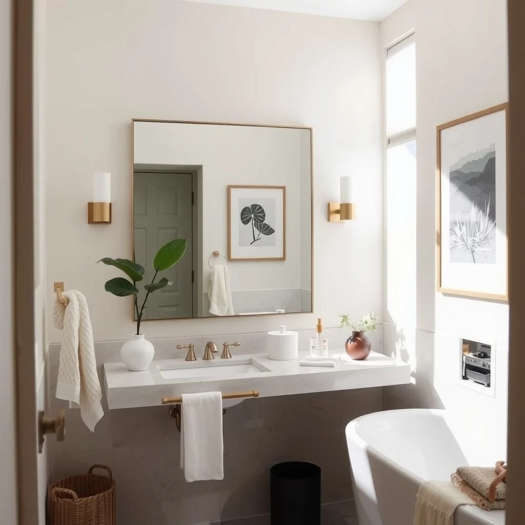How to Make a Basic Rental Bathroom Feel Like a Boutique Hotel: 4. Add a Statement Mirror with a Simple Frame - A well‑chosen mirror can become the focal point of a bathroom, much like a piece of art in a hotel lobby. Look for a mirror that stretches across the width of the vanity and features