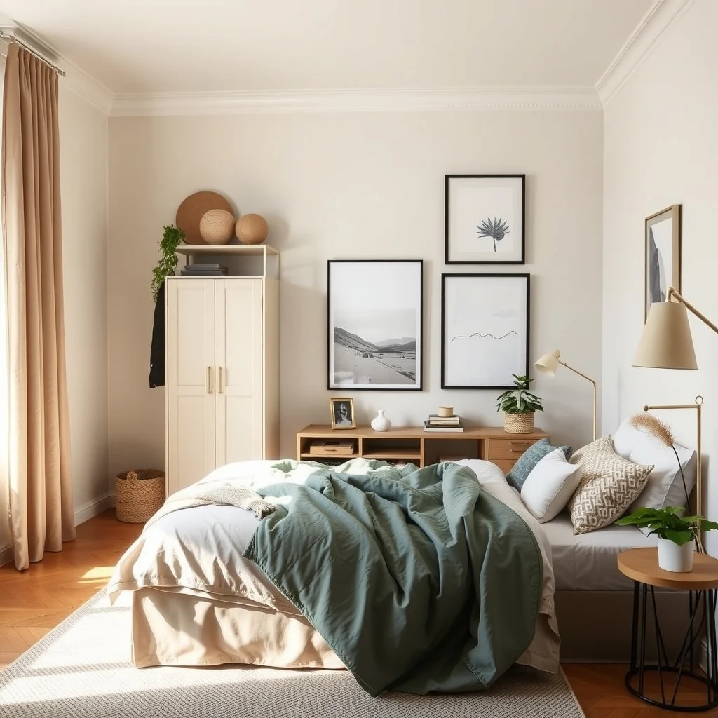 How to Make a Rental Bedroom Feel Custom Without Painting: 5. Optimize Storage with Stylish, Non‑Permanent Solutions - Clutter can make any bedroom feel generic, so incorporating storage that doubles as décor is essential. A freestanding wardrobe in a soft neutral tone offers additional hanging space without attaching anything to the wall. Open‑backed