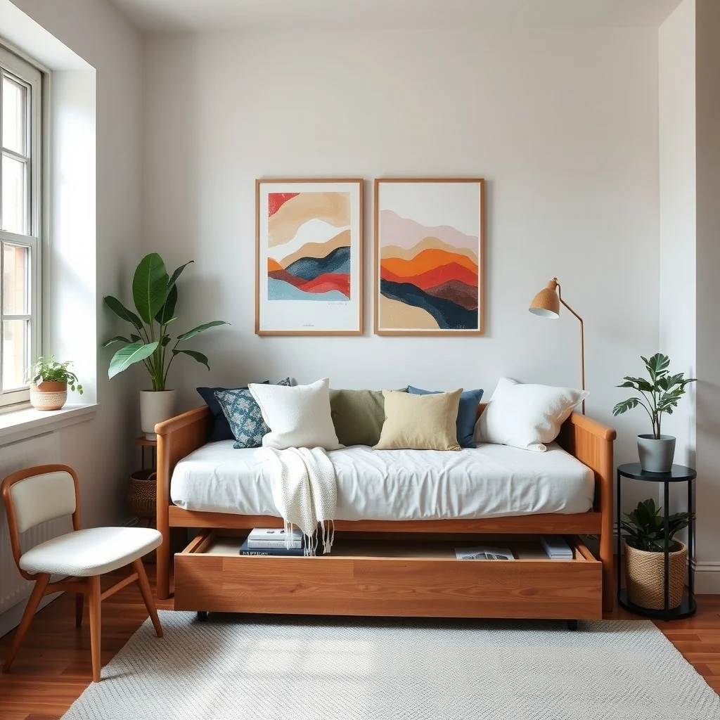 How to Make a Studio Apartment Feel Like Two Separate Rooms interior: 6. Incorporate Multi‑Purpose Furniture - Choosing pieces that serve more than one function helps maintain clear zones while conserving space. A daybed with a pull‑out trundle can act as a sofa during the day and a bed at night, clearly