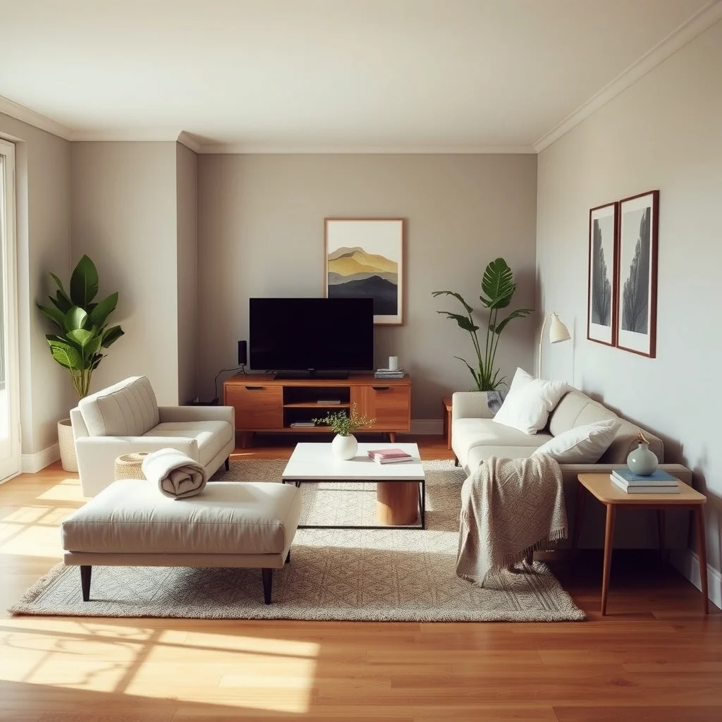 How to Make a Studio Apartment More Comfortable for Two interior: 5. Add textiles and soft surfaces for comfort - Hard floors and sleek furniture can feel unforgiving, especially when two spend many hours in the same room. Introducing textiles creates tactile contrast and helps absorb sound. A medium‑pile rug placed under the coffee