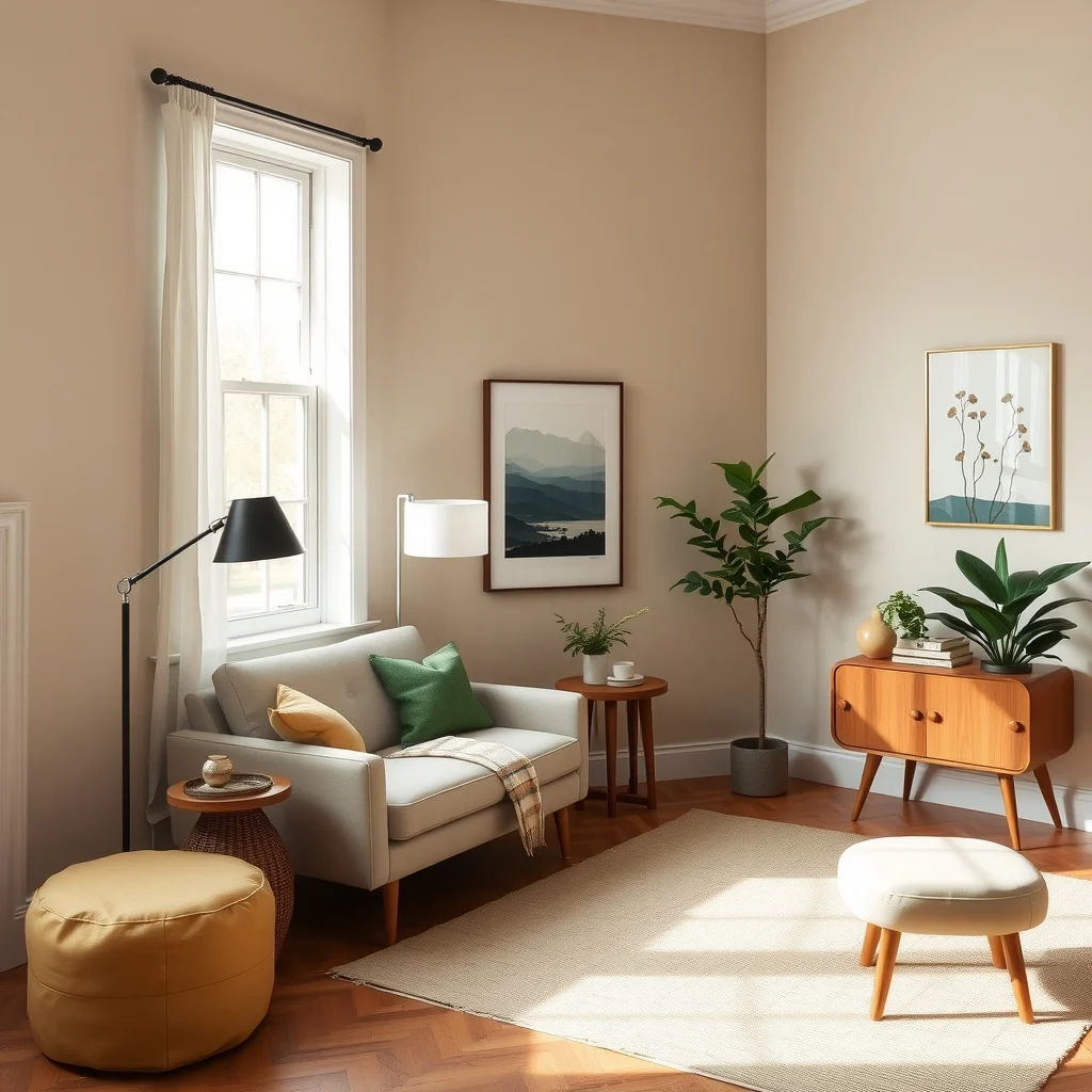 How to Make an Irregularly Shaped Apartment Feel Intentional interior: 3. Embrace Asymmetrical Pairings for Visual Balance - Instead of forcing symmetry onto an uneven floor plan, pair items of differing sizes or shapes on opposite sides of a focal point. A tall, narrow floor lamp placed beside a short, wide side table