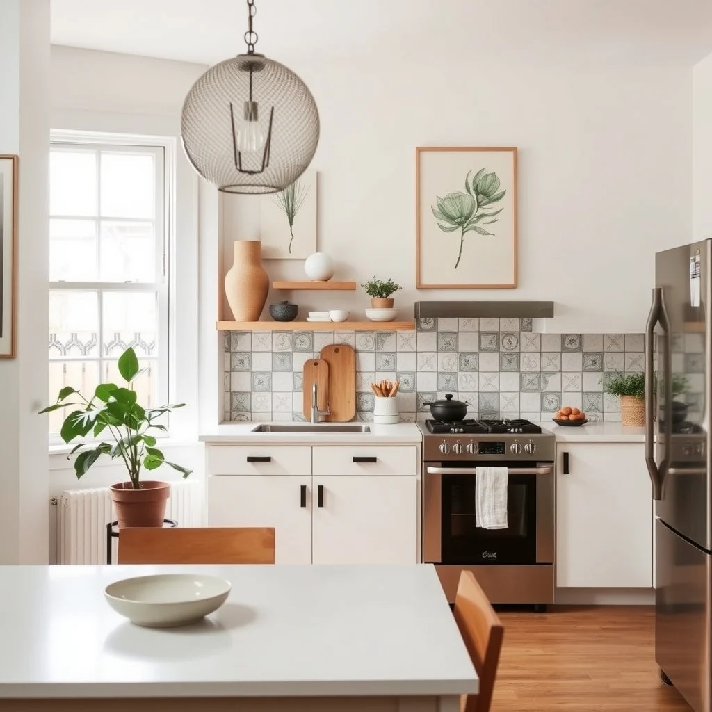 How to Refresh an Outdated Rental Kitchen on a Small Budget interior: 5. Add a Backsplash That’s Easy to Install and Remove - Even a modest backsplash can become a focal point. Peel‑and‑stick tiles are designed for renters: they adhere firmly, mimic the look of ceramic or glass, and peel away without damaging the wall. A pattern of