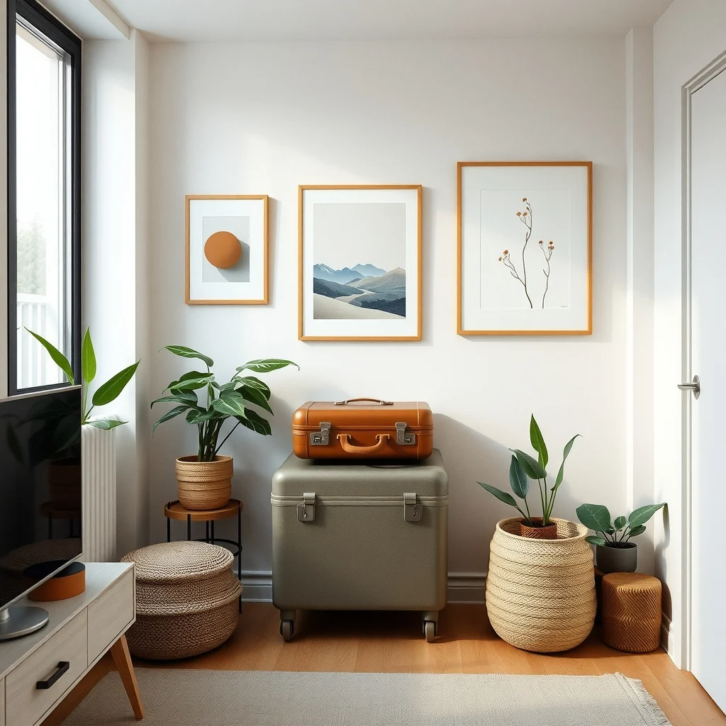How to Store Luggage in a Small Apartment Without Using Closet Space interior: FAQ - Can I store a hard‑shell suitcase on a wall‑mounted rack? Yes, a hard‑shell suitcase can sit on a sturdy metal rack, but using a protective cover will prevent scratches from the wall or other items.