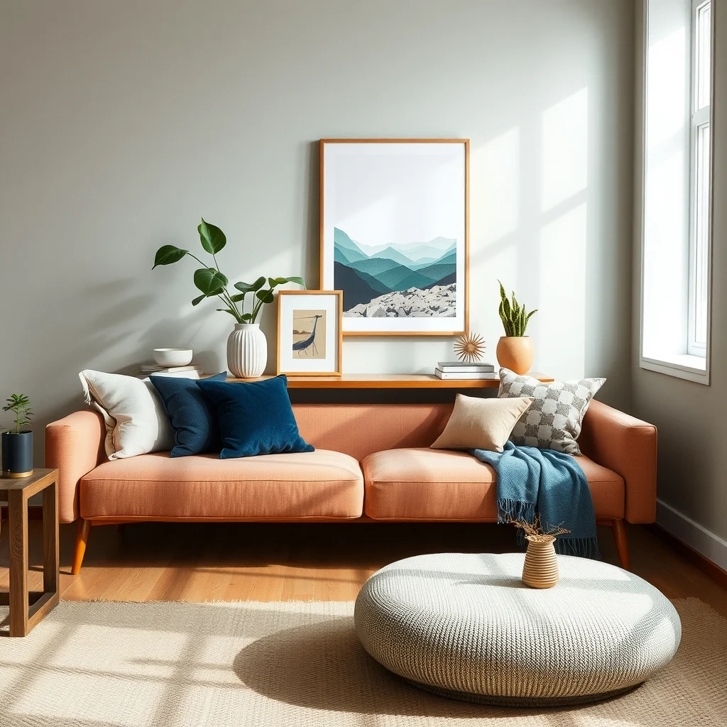 How to Use the Space Behind Your Sofa for Practical Storage interior: 4. Repurpose a Narrow Console Table - A slender console table that slides into the space behind the sofa can act as a mini workstation or display surface. Opt for a table with a narrow profile—around fifteen inches wide—and that taper