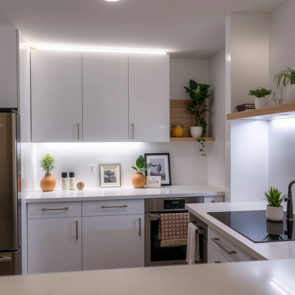 Renter-Friendly Ways to Improve an Apartment's Awkward Lighting: 4. Install Removable Adhesive Light Strips Under Cabinets or Shelves - LED light strips that adhere with a low‑tack backing are a favorite among renters who want accent lighting without permanent fixtures. Running a strip along the underside of kitchen cabinets or the back edge of
