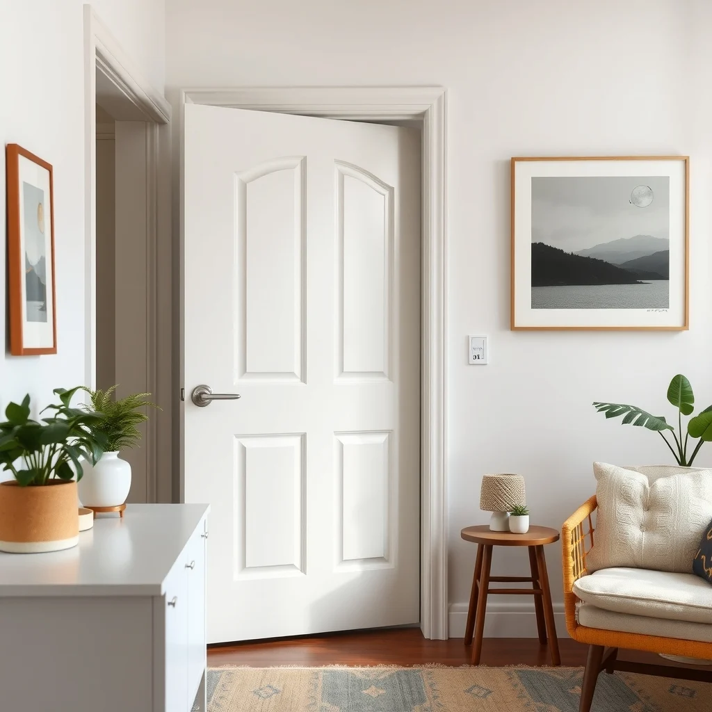 Renter-Friendly Ways to Make Builder-Grade Doors Look More Elegant interior: 3. Install temporary hardware upgrades - Standard metal knobs and plain hinges can be swapped for decorative hardware that bolts on without altering the door’s mortise. Lever‑style handles in brushed brass, matte black, or polished nickel add a modern touch and