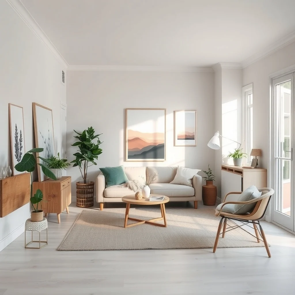 Scandinavian inspired room with a muted