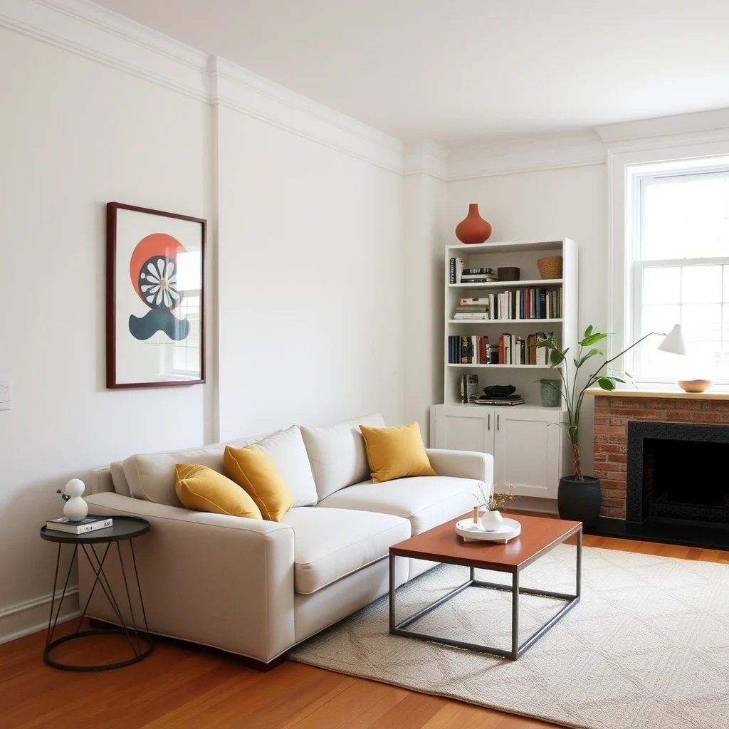 Small Apartment Design Solutions for Oversized Furniture interior: 5. Position Near Architectural Features for Visual Balance - Placing a large furniture item next to a built‑in element—such as a bookshelf, a window frame, or a fireplace—creates a natural counterbalance. The vertical lines of a bookshelf, for instance, draw the eye upward, offsetting