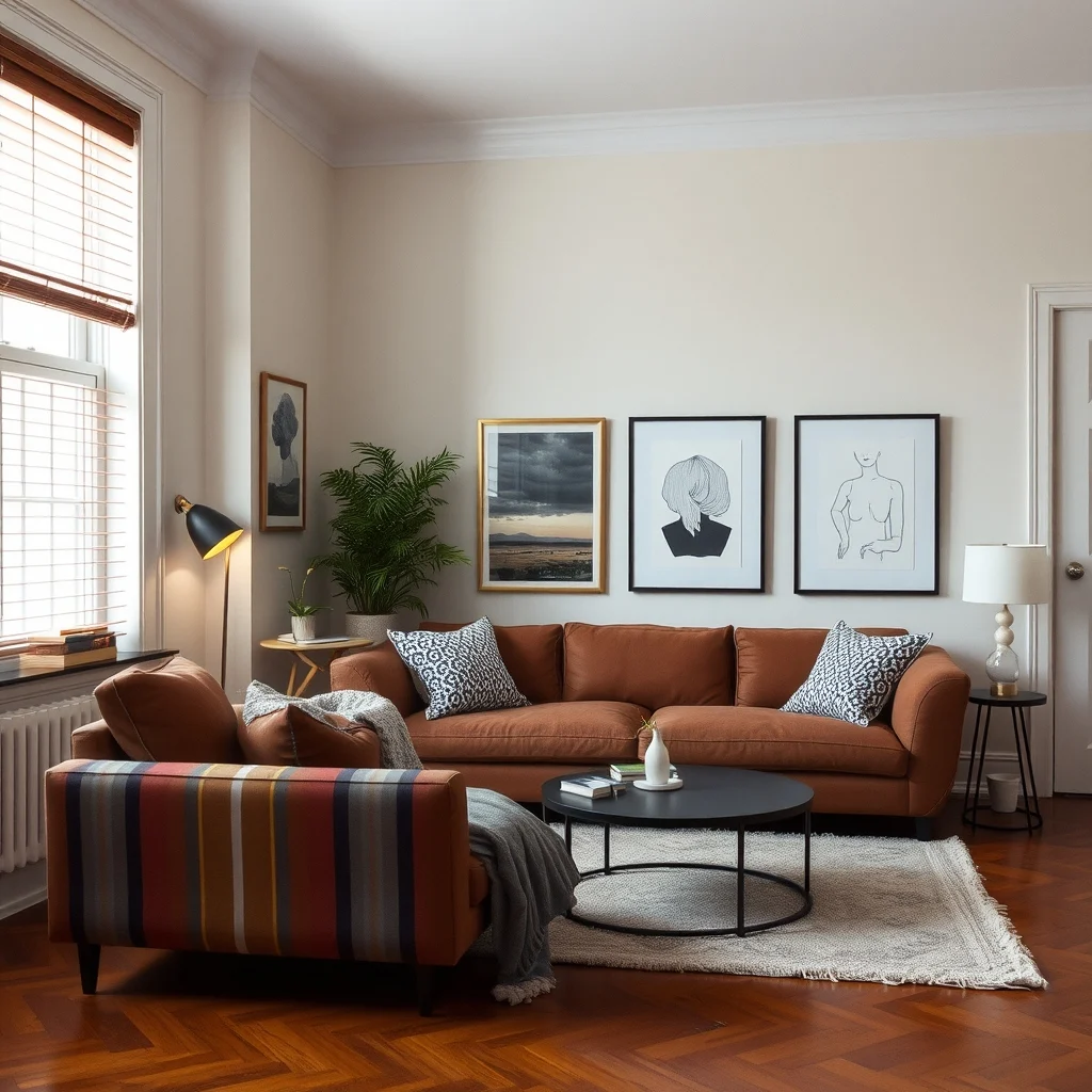 Small Apartment Design Solutions for Oversized Furniture interior: 6. Layer Lighting to Diminish Visual Weight - Strategic lighting can soften the presence of a massive item and prevent it from feeling oppressive. Combine ambient overhead lighting with a floor lamp placed near the furniture’s corner, and add a table lamp on