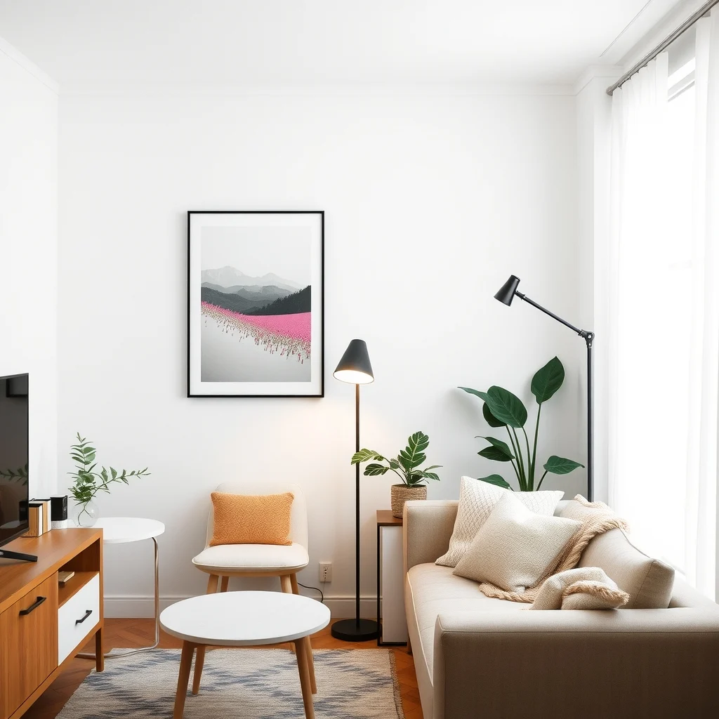 Small Apartment Lighting Ideas for Rooms With Only One Ceiling Fixture: 3. Incorporate a Floor Lamp with a Swivel Head - A floor lamp placed near a seating area adds directional light without competing with the ceiling fixture. Choose a with a slim profile and a swivel head so you can aim the beam where