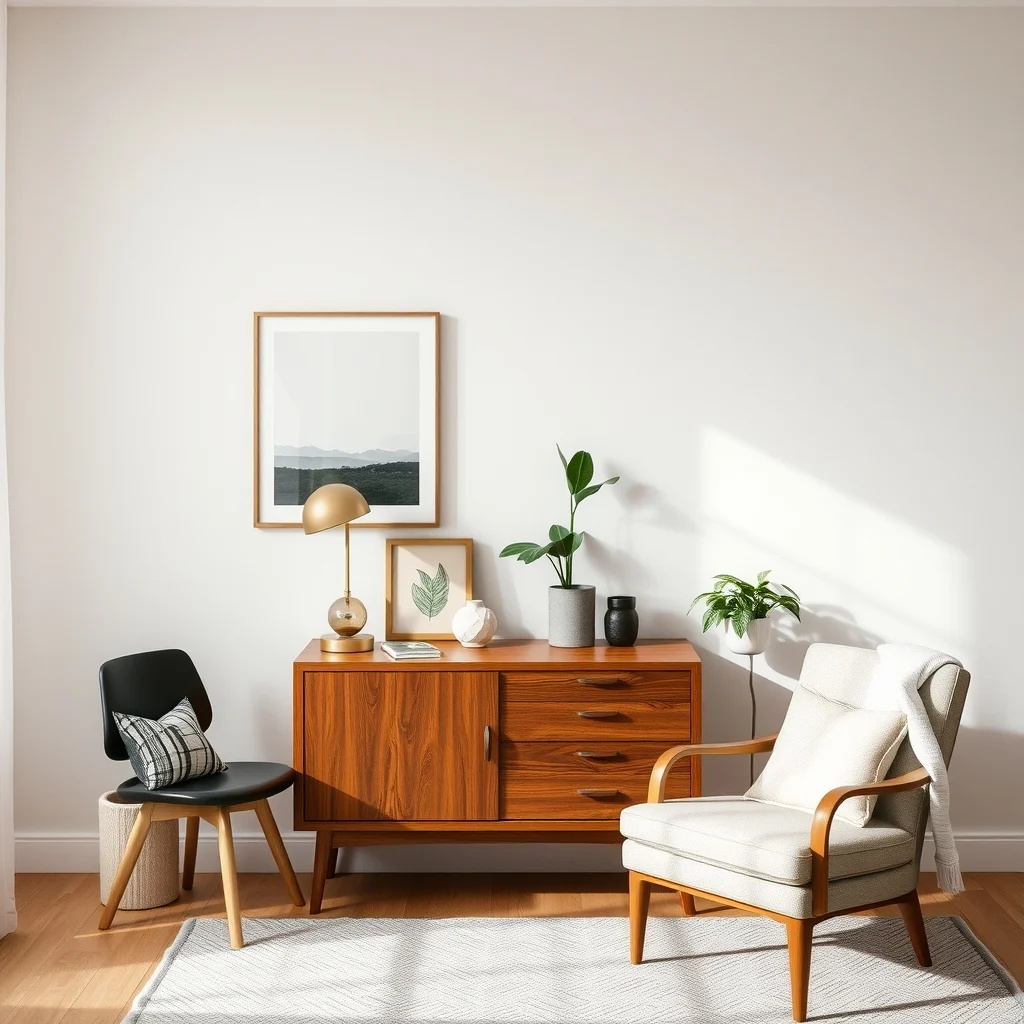 Small Apartment Lighting Ideas for Rooms With Only One Ceiling Fixture: 5. Place a Table Lamp on a Sideboard or Console - A modest table lamp on a sideboard introduces localized light that can highlight decorative objects or provide task illumination for a nearby workspace. Select a lamp with a base that complements the sideboard’s material—perhaps a