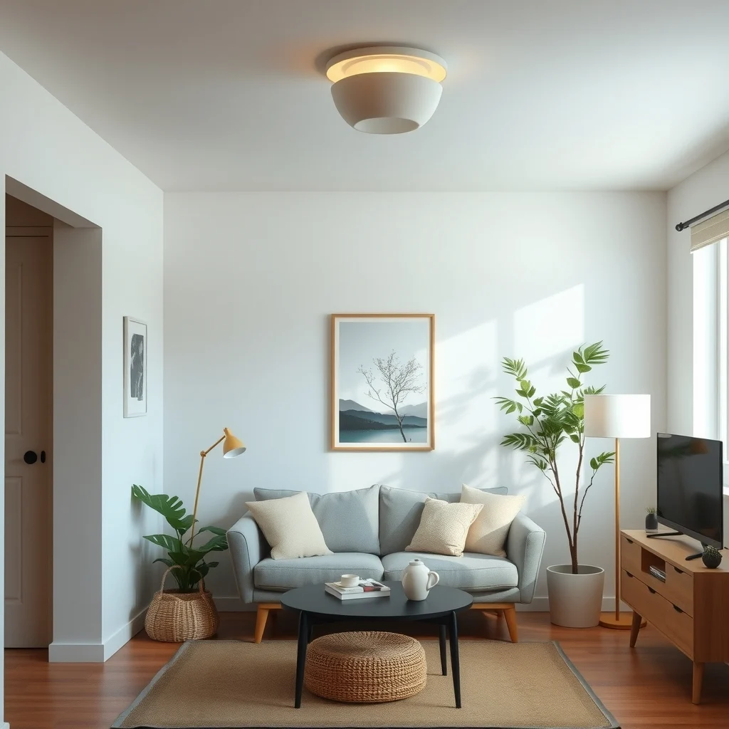 Small Apartment Lighting Ideas for Rooms With Only One Ceiling Fixture: 7. Select a Fixture with an Integrated Diffuser - Some ceiling fixtures come with built‑in diffusers—glass or acrylic covers that scatter light evenly across the room. An integrated diffuser reduces the harshness of direct illumination and eliminates the need for additional lamps to soften