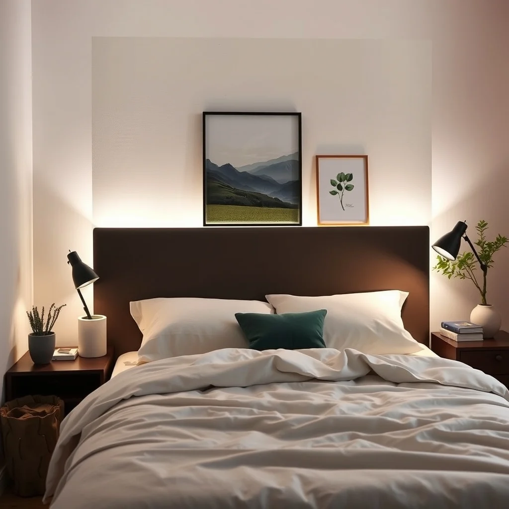 Small Bedroom Lighting Ideas for a Relaxing Evening Atmosphere: 4. Install Subtle LED Strips Behind the Headboard - LED strip lighting hides in plain sight when tucked behind a headboard, providing an indirect source that outlines the sleeping zone. Choose a low‑profile, adhesive strip in a warm color temperature (around 2700 K) and run