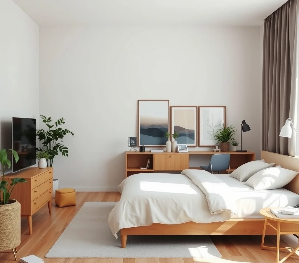 Studio Apartment Design Ideas With a Large Bed and Limited Storage