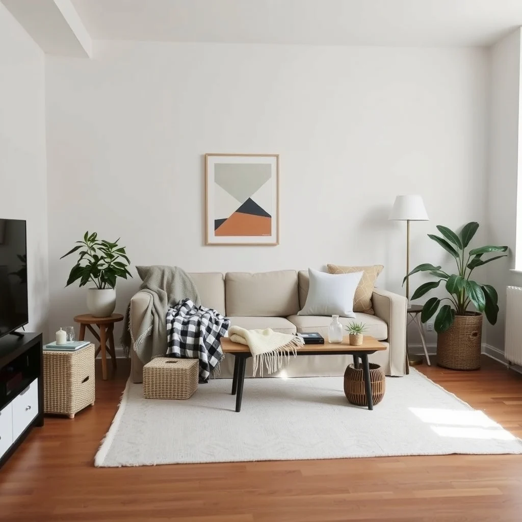 Studio Apartment Ideas for Hiding Everyday Mess Before Guests Arrive interior: 7. Light‑Colored Slipcovers and Throw Blankets for Quick Camouflage - Even the most organized studio can accumulate small items—like a stray pillow, a blanket, or a pile of laundry—that look untidy at a glance. Keeping a few light‑colored slipcovers or throws on allows you