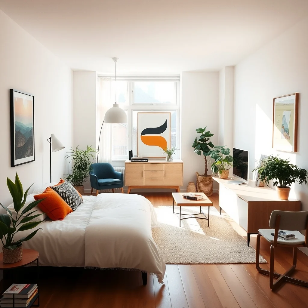 Studio Apartment Layout Ideas With the Bed Away From the Front Door interior: FAQ - How can I make a studio feel larger while keeping the bed away from the door? Use light‑colored walls, minimal furniture, and reflective surfaces such as glass or polished metal. Keeping the floor clear with