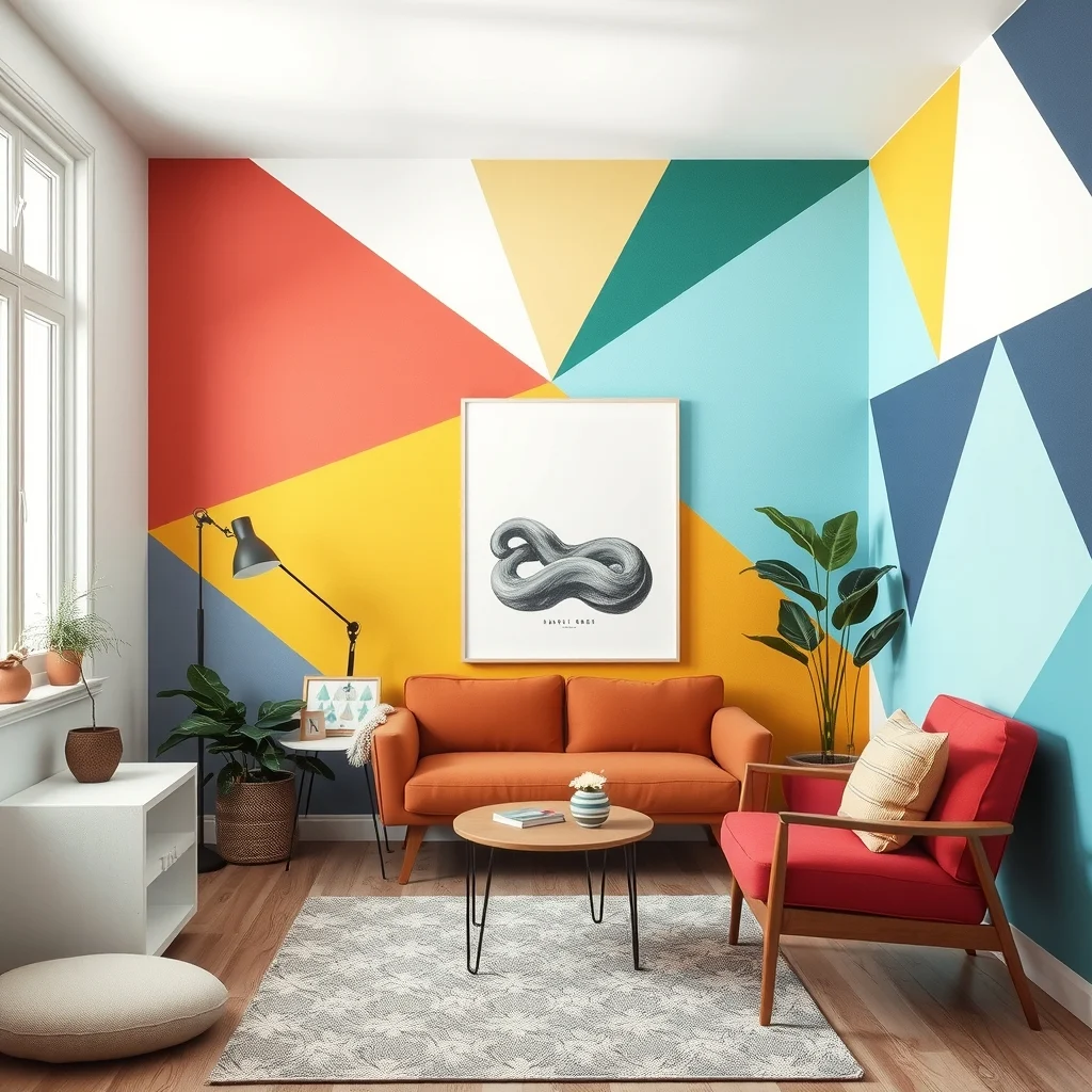 Vibrant geometric removable wallpaper