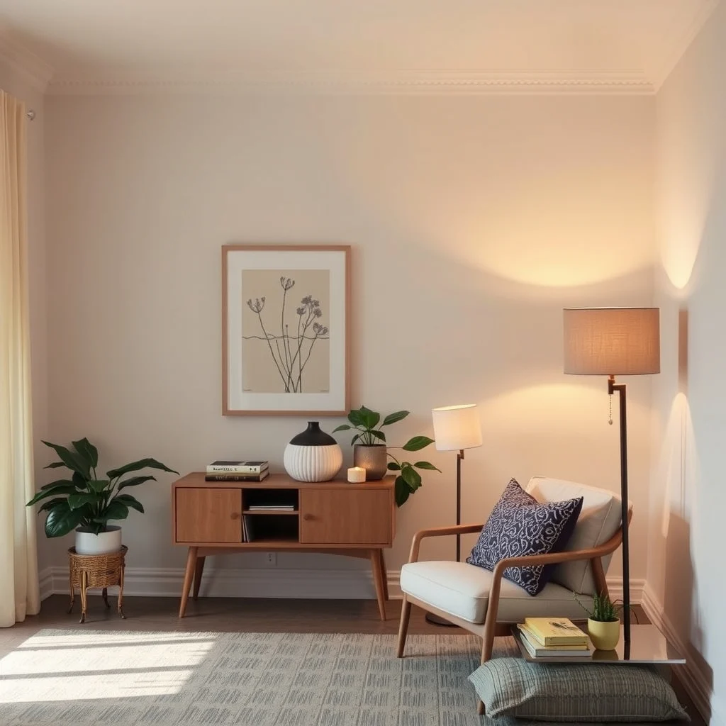 Warm Lighting Ideas for Apartments That Feel Too Cold at Night: 2. Floor Lamps with Fabric Shades for a Soft Diffusion - A tall floor lamp placed beside a reading chair does more than illuminate a single spot; it creates a gentle pool of light that spills onto nearby surfaces. Choosing a lamp with a linen or