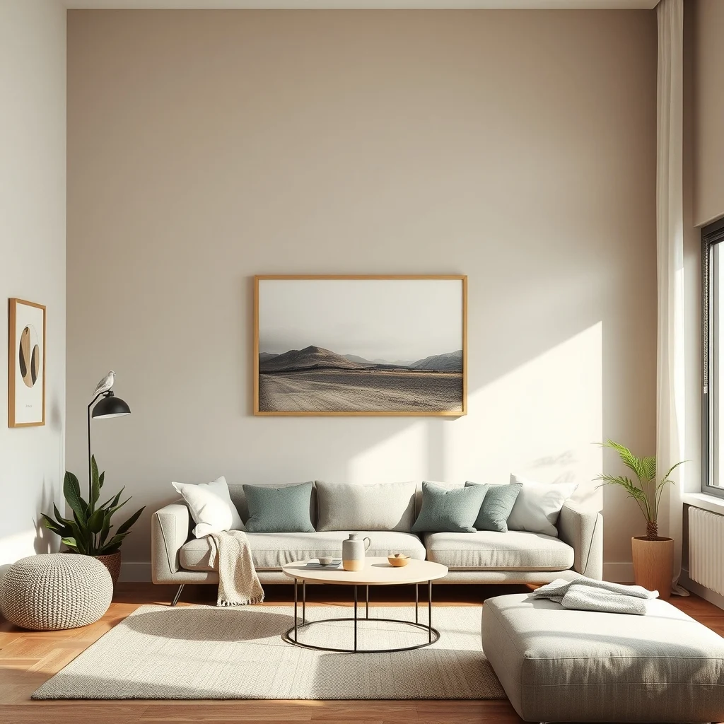 Wide shot of a living room wall coated in magnetic paint topped with a soft dove